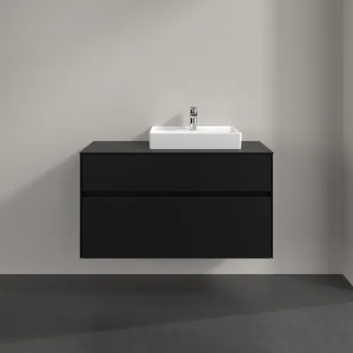 Bild von VILLEROY BOCH Collaro Waschbeckenunterschrank, mit Beleuchtung, 2 Auszüge, 1000 x 548 x 500 mm, Volcano Black / Volcano Black #C015B0VL