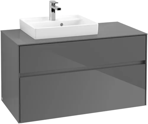Bild von VILLEROY BOCH Collaro Waschbeckenunterschrank, mit Beleuchtung, 2 Auszüge, 1000 x 548 x 500 mm, Glossy Grey / Glossy Grey #C014B0FP