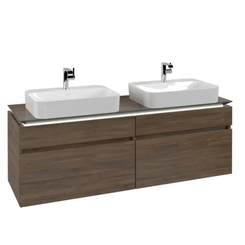 Bild von VILLEROY BOCH Legato Waschbeckenunterschrank, mit Beleuchtung, 4 Auszüge, 1600 x 550 x 500 mm, Arizona Oak / Arizona Oak #B768L0VH