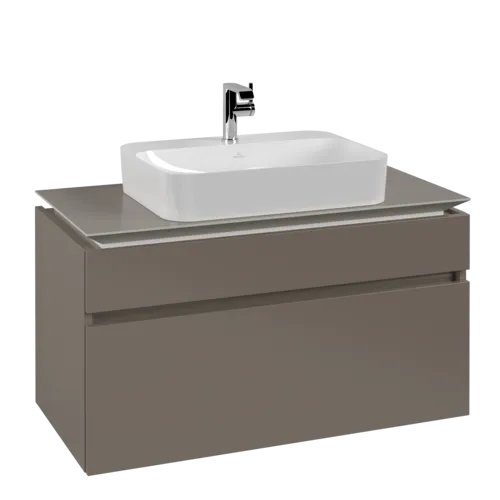 Bild von VILLEROY BOCH Legato Waschbeckenunterschrank, 2 Auszüge, 1000 x 550 x 500 mm, Truffle Grey / Truffle Grey #B75600VG