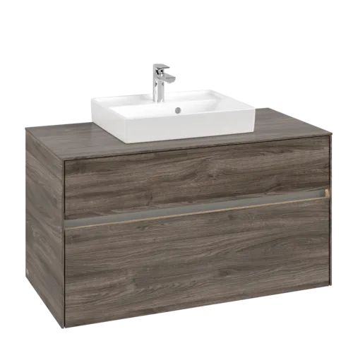 Bild von VILLEROY BOCH Collaro Waschbeckenunterschrank, mit Beleuchtung, 2 Auszüge, 1000 x 548 x 500 mm, Stone Oak #C016B0RK