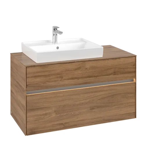 Bild von VILLEROY BOCH Collaro Waschbeckenunterschrank, mit Beleuchtung, 2 Auszüge, 1000 x 548 x 500 mm, Kansas Oak #C017B0RH