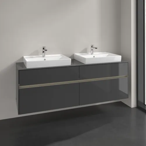 Bild von VILLEROY BOCH Collaro Waschbeckenunterschrank, mit Beleuchtung, 4 Auszüge, 1600 x 548 x 500 mm, Glossy Grey / Glossy Grey #C024B0FP