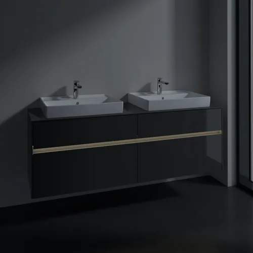 Bild von VILLEROY BOCH Collaro Waschbeckenunterschrank, mit Beleuchtung, 4 Auszüge, 1600 x 548 x 500 mm, Glossy Grey / Glossy Grey #C024B0FP