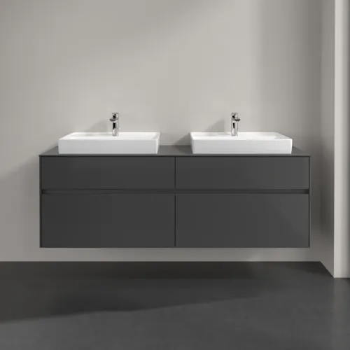 Bild von VILLEROY BOCH Collaro Waschbeckenunterschrank, mit Beleuchtung, 4 Auszüge, 1600 x 548 x 500 mm, Glossy Grey / Glossy Grey #C024B0FP