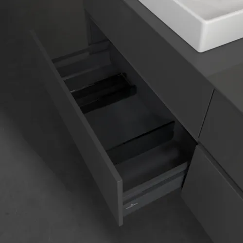 Bild von VILLEROY BOCH Collaro Waschbeckenunterschrank, mit Beleuchtung, 4 Auszüge, 1600 x 548 x 500 mm, Glossy Grey / Glossy Grey #C024B0FP