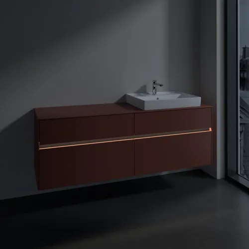 Picture of VILLEROY BOCH Collaro Vanity unit, with lighting, 4 pull-out compartments, 1600 x 548 x 500 mm, Wine Red / Wine Red #C023B0AH