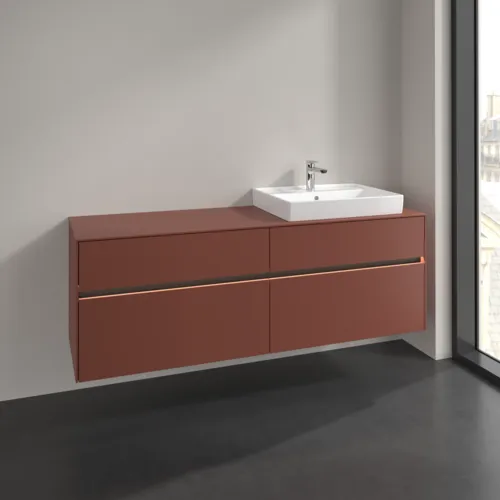 Picture of VILLEROY BOCH Collaro Vanity unit, with lighting, 4 pull-out compartments, 1600 x 548 x 500 mm, Wine Red / Wine Red #C023B0AH