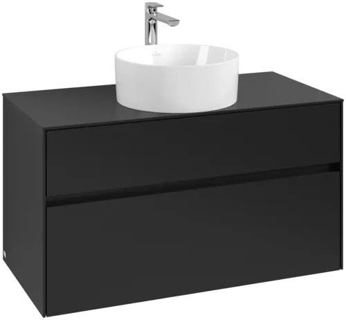 Bild von VILLEROY BOCH Collaro Waschbeckenunterschrank, 2 Auszüge, 1000 x 548 x 500 mm, Volcano Black / Volcano Black #C03800VL
