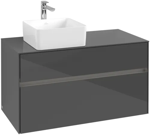 Bild von VILLEROY BOCH Collaro Waschbeckenunterschrank, mit Beleuchtung, 2 Auszüge, 1000 x 548 x 500 mm, Glossy Grey / Glossy Grey #C039B0FP