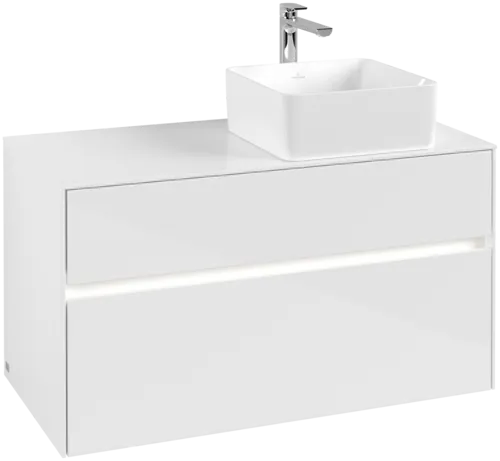 Bild von VILLEROY BOCH Collaro Waschbeckenunterschrank, mit Beleuchtung, 2 Auszüge, 1000 x 548 x 500 mm, Glossy White / Glossy White #C040B0DH