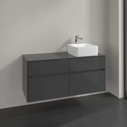 Bild von VILLEROY BOCH Collaro Waschbeckenunterschrank, 4 Auszüge, 1200 x 548 x 500 mm, Glossy Grey / Glossy Grey #C04300FP