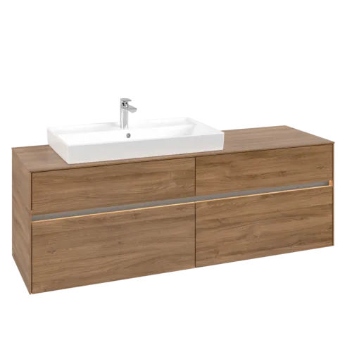 Bild von VILLEROY BOCH Collaro Waschbeckenunterschrank, mit Beleuchtung, 4 Auszüge, 1600 x 548 x 500 mm, Kansas Oak #C026B0RH