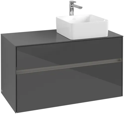 Bild von VILLEROY BOCH Collaro Waschbeckenunterschrank, mit Beleuchtung, 2 Auszüge, 1000 x 548 x 500 mm, Glossy Grey / Glossy Grey #C040B0FP
