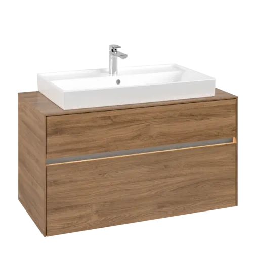 Bild von VILLEROY BOCH Collaro Waschbeckenunterschrank, mit Beleuchtung, 2 Auszüge, 1000 x 548 x 500 mm, Kansas Oak #C020B0RH