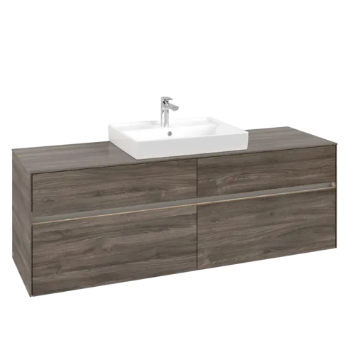 Bild von VILLEROY BOCH Collaro Waschbeckenunterschrank, mit Beleuchtung, 4 Auszüge, 1600 x 548 x 500 mm, Stone Oak #C025B0RK