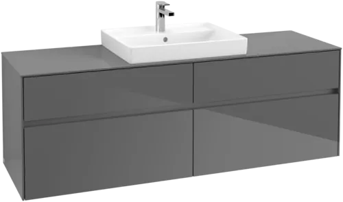 Bild von VILLEROY BOCH Collaro Waschbeckenunterschrank, 4 Auszüge, 1600 x 548 x 500 mm, Glossy Grey / Glossy Grey #C02500FP