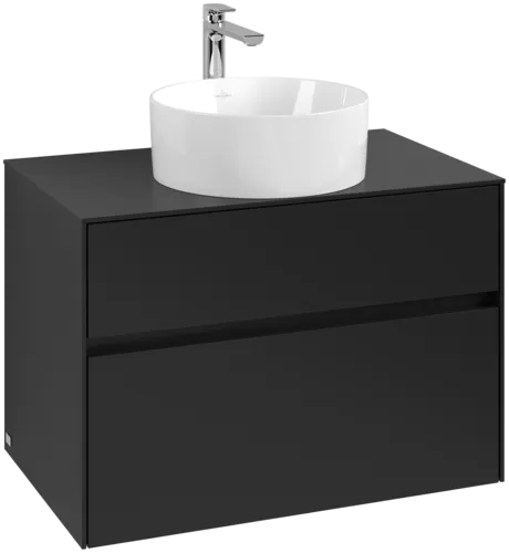 Bild von VILLEROY BOCH Collaro Waschbeckenunterschrank, mit Beleuchtung, 2 Auszüge, 800 x 548 x 500 mm, Volcano Black / Volcano Black #C037B0VL