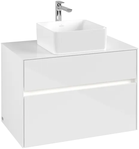 Bild von VILLEROY BOCH Collaro Waschbeckenunterschrank, mit Beleuchtung, 2 Auszüge, 800 x 548 x 500 mm, Glossy White / Glossy White #C037B0DH