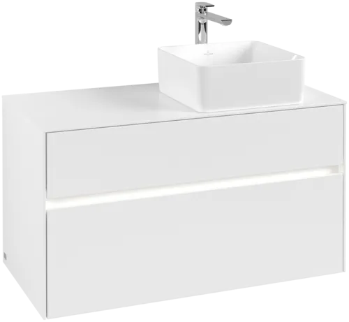 Bild von VILLEROY BOCH Collaro Waschbeckenunterschrank, mit Beleuchtung, 2 Auszüge, 1000 x 548 x 500 mm, White Matt / White Matt #C040B0MS