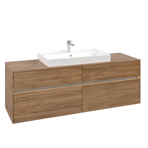 Bild von VILLEROY BOCH Collaro Waschbeckenunterschrank, mit Beleuchtung, 4 Auszüge, 1600 x 548 x 500 mm, Kansas Oak / Kansas Oak #C028B0RH