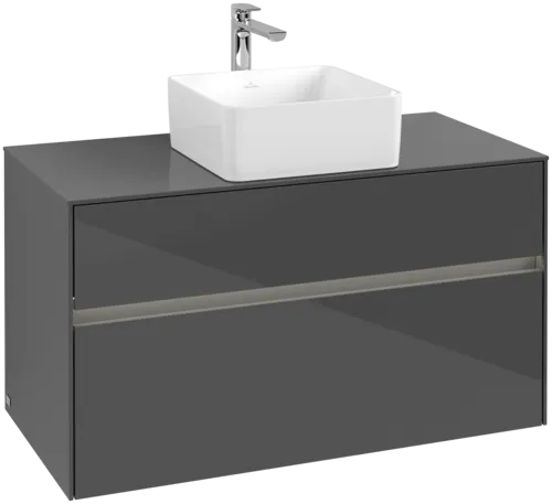 Bild von VILLEROY BOCH Collaro Waschbeckenunterschrank, mit Beleuchtung, 2 Auszüge, 1000 x 548 x 500 mm, Glossy Grey / Glossy Grey #C038B0FP