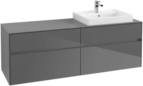 Bild von VILLEROY BOCH Collaro Waschbeckenunterschrank, mit Beleuchtung, 4 Auszüge, 1600 x 548 x 500 mm, Glossy Grey / Glossy Grey #C023B0FP