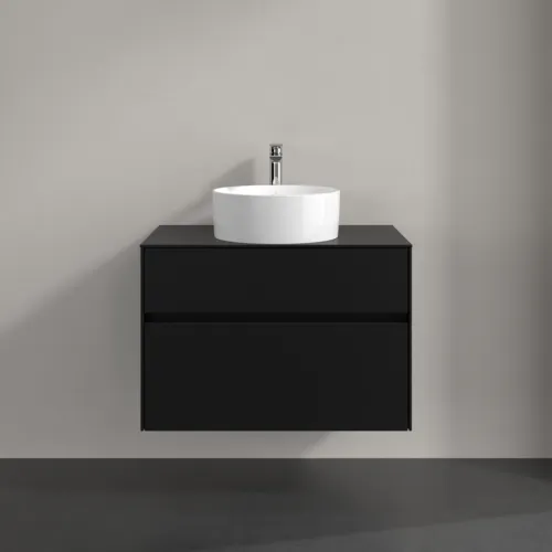 Bild von VILLEROY BOCH Collaro Waschbeckenunterschrank, 2 Auszüge, 800 x 548 x 500 mm, Volcano Black / Volcano Black #C03700VL