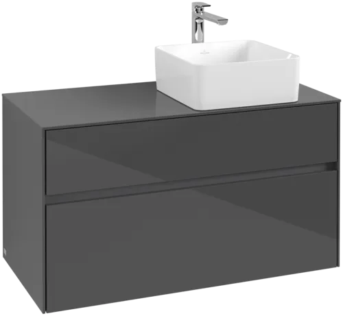Bild von VILLEROY BOCH Collaro Waschbeckenunterschrank, 2 Auszüge, 1000 x 548 x 500 mm, Glossy Grey / Glossy Grey #C04000FP