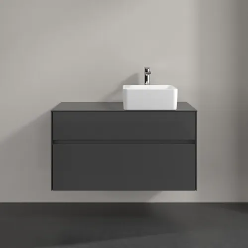 Bild von VILLEROY BOCH Collaro Waschbeckenunterschrank, 2 Auszüge, 1000 x 548 x 500 mm, Glossy Grey / Glossy Grey #C04000FP
