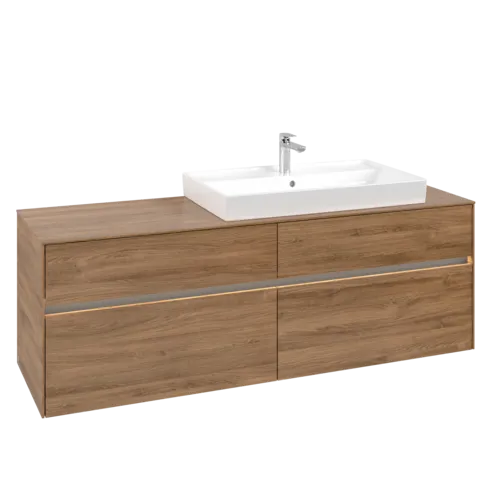 Bild von VILLEROY BOCH Collaro Waschbeckenunterschrank, mit Beleuchtung, 4 Auszüge, 1600 x 548 x 500 mm, Kansas Oak #C027B0RH