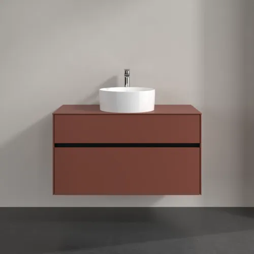 Bild von VILLEROY BOCH Collaro Waschbeckenunterschrank, mit Beleuchtung, 2 Auszüge, 1000 x 548 x 500 mm, Wine Red / Wine Red #C038B0AH