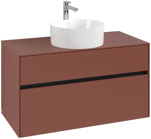 Bild von VILLEROY BOCH Collaro Waschbeckenunterschrank, mit Beleuchtung, 2 Auszüge, 1000 x 548 x 500 mm, Wine Red / Wine Red #C038B0AH