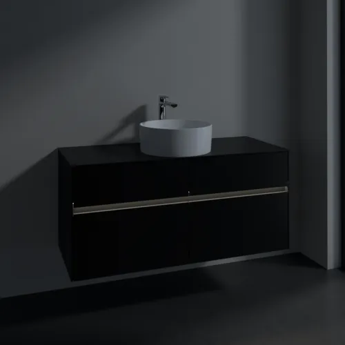 Bild von VILLEROY BOCH Collaro Waschbeckenunterschrank, mit Beleuchtung, 4 Auszüge, 1200 x 548 x 500 mm, Volcano Black / Volcano Black #C041B0VL