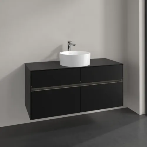Bild von VILLEROY BOCH Collaro Waschbeckenunterschrank, mit Beleuchtung, 4 Auszüge, 1200 x 548 x 500 mm, Volcano Black / Volcano Black #C041B0VL
