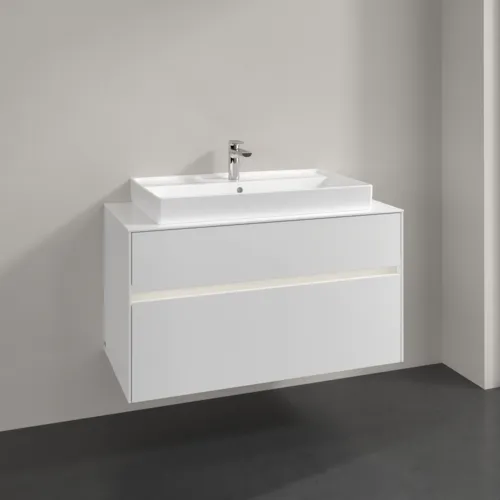 Bild von VILLEROY BOCH Collaro Waschbeckenunterschrank, mit Beleuchtung, 2 Auszüge, 1000 x 548 x 500 mm, Glossy White / Glossy White #C020B0DH