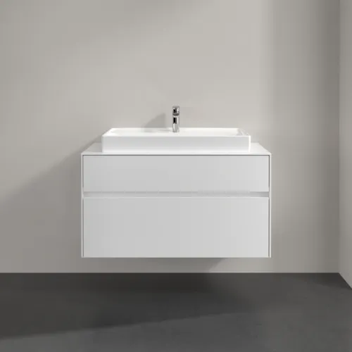 Bild von VILLEROY BOCH Collaro Waschbeckenunterschrank, mit Beleuchtung, 2 Auszüge, 1000 x 548 x 500 mm, Glossy White / Glossy White #C020B0DH