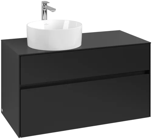 Bild von VILLEROY BOCH Collaro Waschbeckenunterschrank, mit Beleuchtung, 2 Auszüge, 1000 x 548 x 500 mm, Volcano Black / Volcano Black #C039B0VL