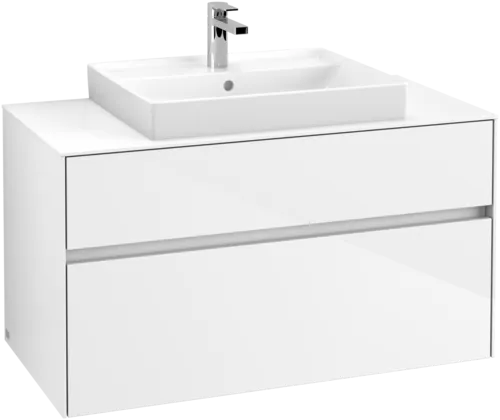 Bild von VILLEROY BOCH Collaro Waschbeckenunterschrank, mit Beleuchtung, 2 Auszüge, 1000 x 548 x 500 mm, Glossy White / Glossy White #C019B0DH