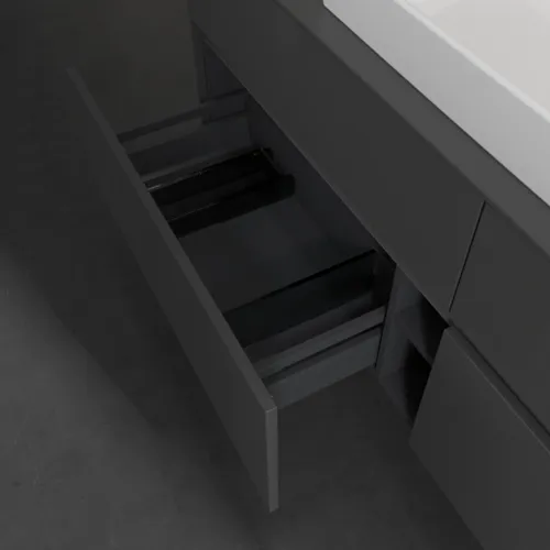 Bild von VILLEROY BOCH Collaro Waschbeckenunterschrank, mit Beleuchtung, 4 Auszüge, 1600 x 548 x 500 mm, Glossy Grey / Glossy Grey #C028B0FP