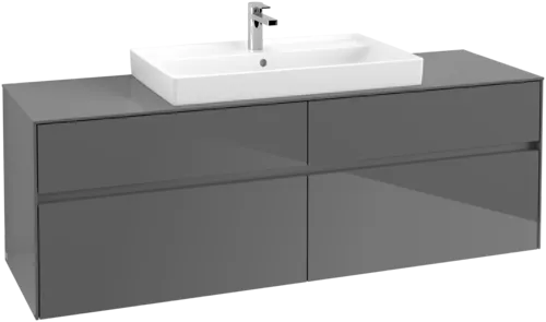 Bild von VILLEROY BOCH Collaro Waschbeckenunterschrank, mit Beleuchtung, 4 Auszüge, 1600 x 548 x 500 mm, Glossy Grey / Glossy Grey #C028B0FP
