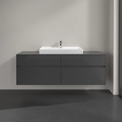 Bild von VILLEROY BOCH Collaro Waschbeckenunterschrank, mit Beleuchtung, 4 Auszüge, 1600 x 548 x 500 mm, Glossy Grey / Glossy Grey #C028B0FP