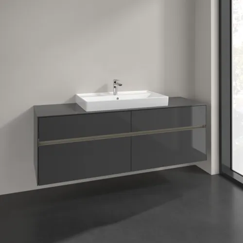 Bild von VILLEROY BOCH Collaro Waschbeckenunterschrank, mit Beleuchtung, 4 Auszüge, 1600 x 548 x 500 mm, Glossy Grey / Glossy Grey #C028B0FP