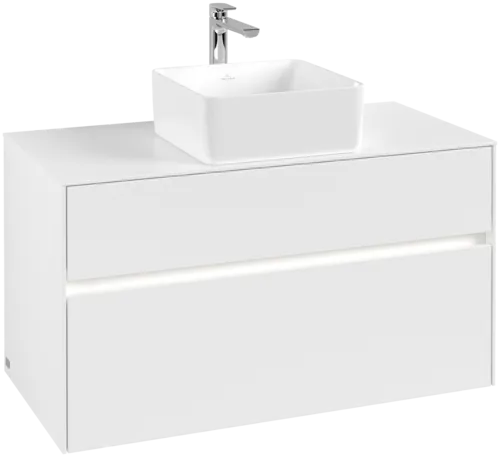Bild von VILLEROY BOCH Collaro Waschbeckenunterschrank, mit Beleuchtung, 2 Auszüge, 1000 x 548 x 500 mm, White Matt / White Matt #C038B0MS