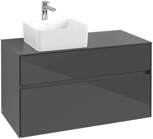 Bild von VILLEROY BOCH Collaro Waschbeckenunterschrank, 2 Auszüge, 1000 x 548 x 500 mm, Glossy Grey / Glossy Grey #C03900FP