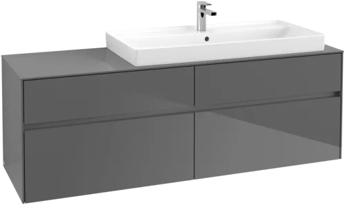Bild von VILLEROY BOCH Collaro Waschbeckenunterschrank, 4 Auszüge, 1600 x 548 x 500 mm, Glossy Grey / Glossy Grey #C03000FP