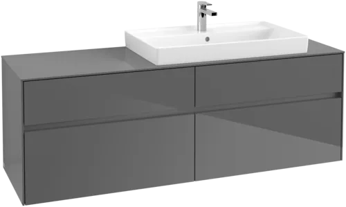 Bild von VILLEROY BOCH Collaro Waschbeckenunterschrank, mit Beleuchtung, 4 Auszüge, 1600 x 548 x 500 mm, Glossy Grey / Glossy Grey #C027B0FP