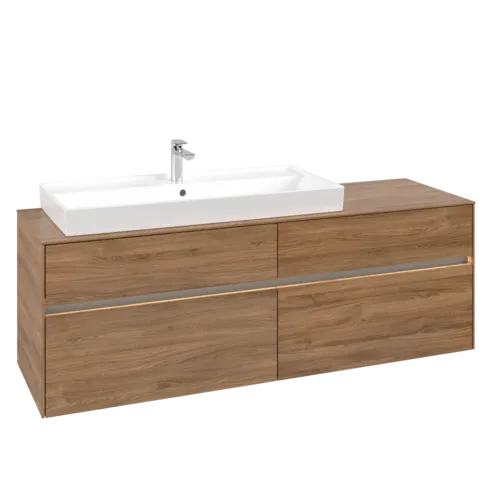 Bild von VILLEROY BOCH Collaro Waschbeckenunterschrank, mit Beleuchtung, 4 Auszüge, 1600 x 548 x 500 mm, Kansas Oak #C029B0RH