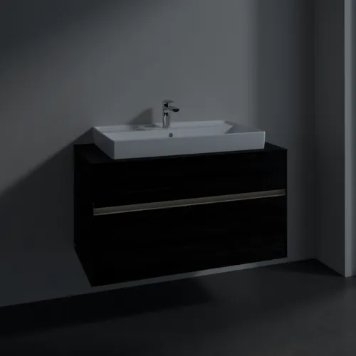 Bild von VILLEROY BOCH Collaro Waschbeckenunterschrank, mit Beleuchtung, 2 Auszüge, 1000 x 548 x 500 mm, Black Oak / Black Oak #C020B0AB