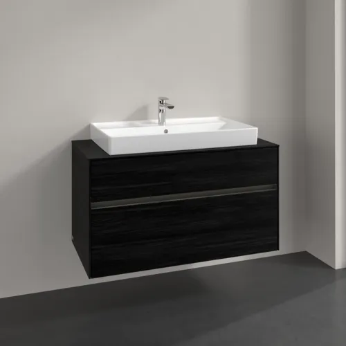 Bild von VILLEROY BOCH Collaro Waschbeckenunterschrank, mit Beleuchtung, 2 Auszüge, 1000 x 548 x 500 mm, Black Oak / Black Oak #C020B0AB